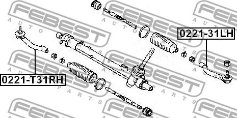 Febest 0221-T31RH - Накрайник на напречна кормилна щанга vvparts.bg