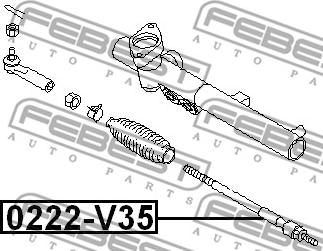 Febest 0222-V35 - Аксиален шарнирен накрайник, напречна кормилна щанга vvparts.bg