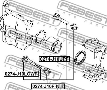 Febest 0274-J10F-KIT - Бодещ болт (щифт), спирачен апарат vvparts.bg