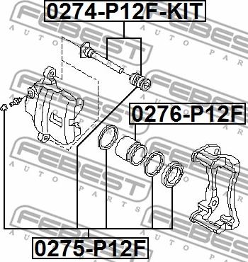 Febest 0276-P12F - Бутало, спирачен апарат vvparts.bg