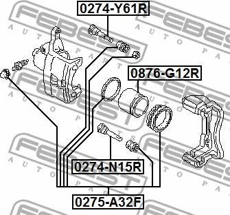 Febest 0274-Y61R - Бодещ болт (щифт), спирачен апарат vvparts.bg