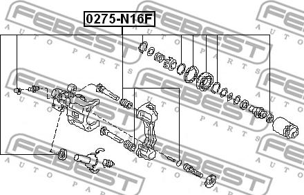 Febest 0275-N16F - Ремонтен комплект, спирачен апарат vvparts.bg
