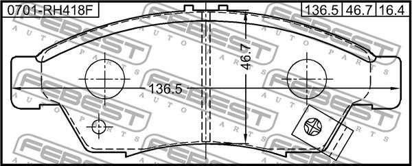 Febest 0701-RH418F - Комплект спирачно феродо, дискови спирачки vvparts.bg