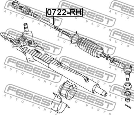 Febest 0722-RH - Аксиален шарнирен накрайник, напречна кормилна щанга vvparts.bg