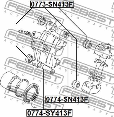 Febest 0774-SY413F - Бодещ болт (щифт), спирачен апарат vvparts.bg
