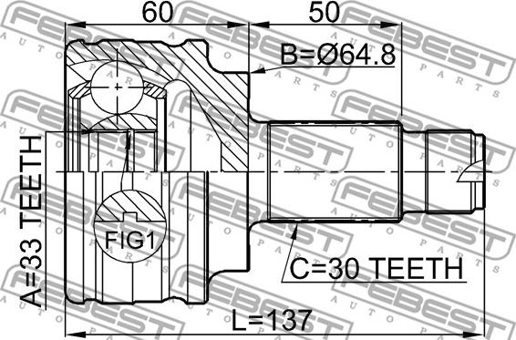 Febest 1910-X3 - Каре комплект, полуоска vvparts.bg