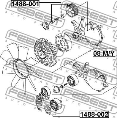 Febest 1488-001 - Паразитна / водеща ролка, пистов ремък vvparts.bg