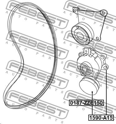 Febest 1590-A15 - Ремъчен обтегач, пистов ремък vvparts.bg