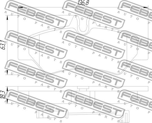 Febest 1601-906R - Комплект спирачно феродо, дискови спирачки vvparts.bg