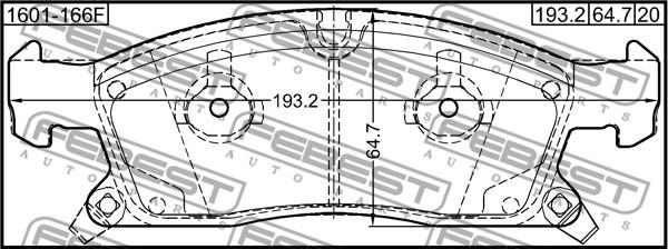 Febest 1601-166F - Комплект спирачно феродо, дискови спирачки vvparts.bg