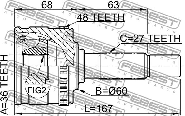 Febest 1610-802A48 - Каре комплект, полуоска vvparts.bg