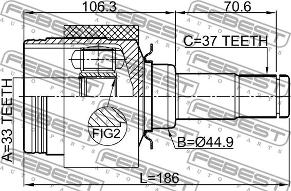 Febest 1611-251LH - Каре комплект, полуоска vvparts.bg