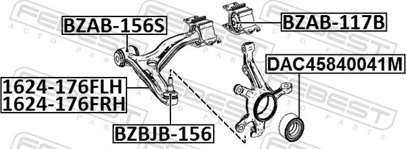 Febest 1624-176FLH - Носач, окачване на колелата vvparts.bg