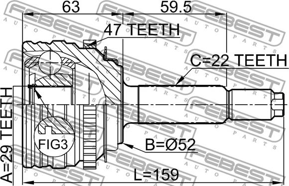 Febest 1110-006A47 - Каре комплект, полуоска vvparts.bg