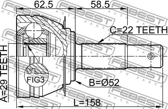 Febest 1110-006 - Каре комплект, полуоска vvparts.bg