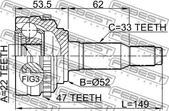 Febest 1110-J200A47 - Каре комплект, полуоска vvparts.bg