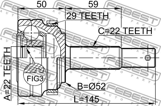 Febest 1810-211A29 - Каре комплект, полуоска vvparts.bg