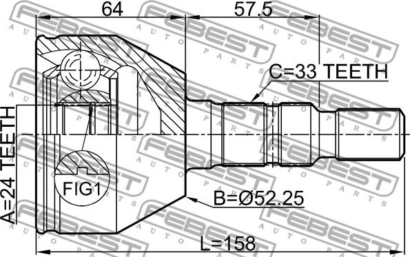 Febest 1810-Z18 - Каре комплект, полуоска vvparts.bg