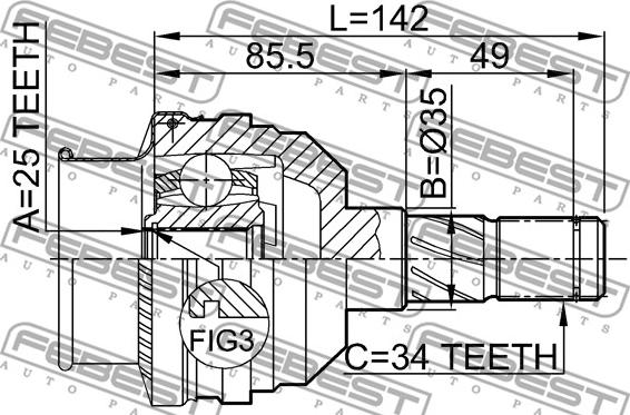 Febest 1811-5003 - Каре комплект, полуоска vvparts.bg