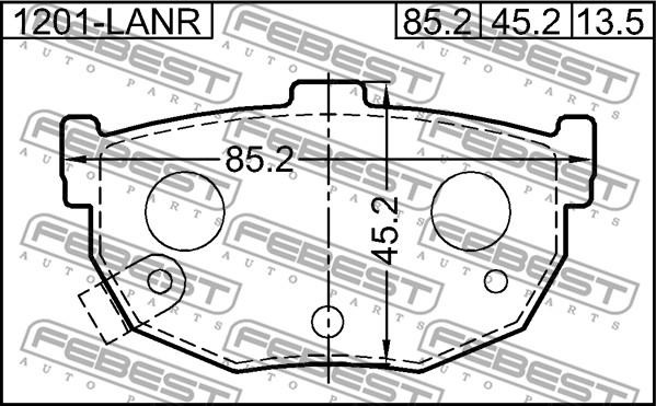 Febest 1201-LANR - Комплект спирачно феродо, дискови спирачки vvparts.bg