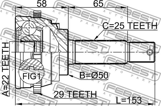 Febest 1210-001A29 - Каре комплект, полуоска vvparts.bg