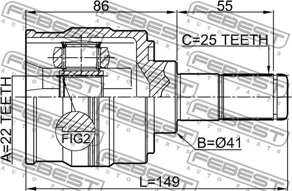 Febest 1211-SOL2WD - Каре комплект, полуоска vvparts.bg