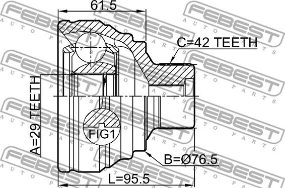 Febest 1710-A5 - Каре комплект, полуоска vvparts.bg