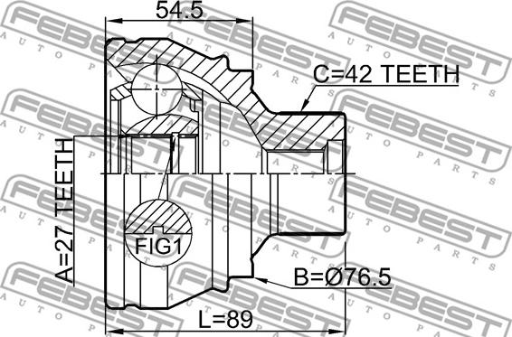 Febest 1710-Q5 - Каре комплект, полуоска vvparts.bg