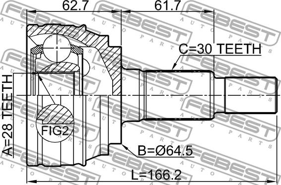 Febest 1710-Q7 - Каре комплект, полуоска vvparts.bg