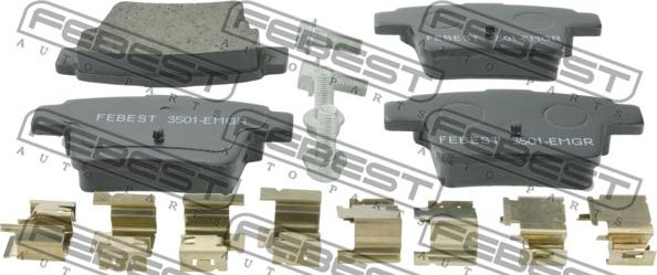 Febest 3501-EMGR - Комплект спирачно феродо, дискови спирачки vvparts.bg