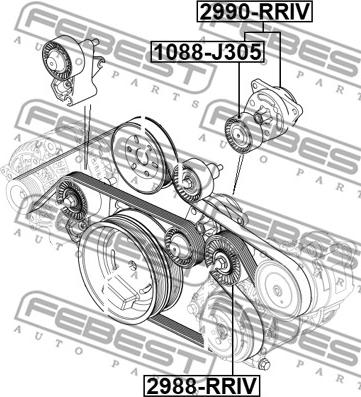 Febest 2990-RRIV - Ремъчен обтегач, пистов ремък vvparts.bg