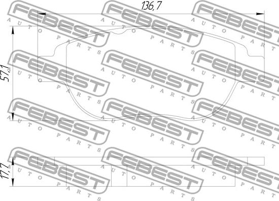 Febest 2501-C4F - Комплект спирачно феродо, дискови спирачки vvparts.bg