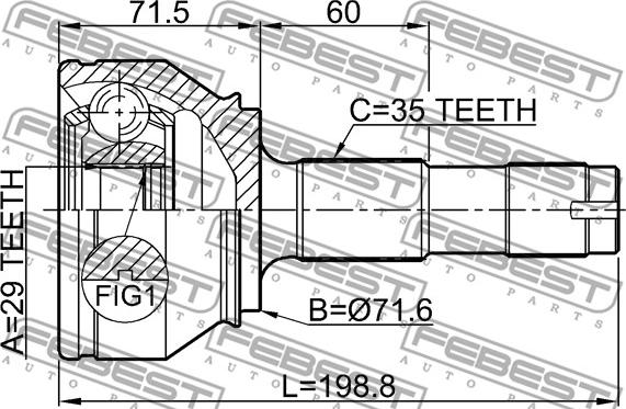 Febest 2510-BOX3 - Каре комплект, полуоска vvparts.bg