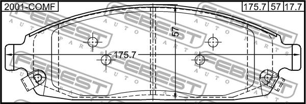 Febest 2001-COMF - Комплект спирачно феродо, дискови спирачки vvparts.bg