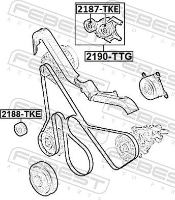 Febest 2190-TTG - Ремъчен обтегач, пистов ремък vvparts.bg