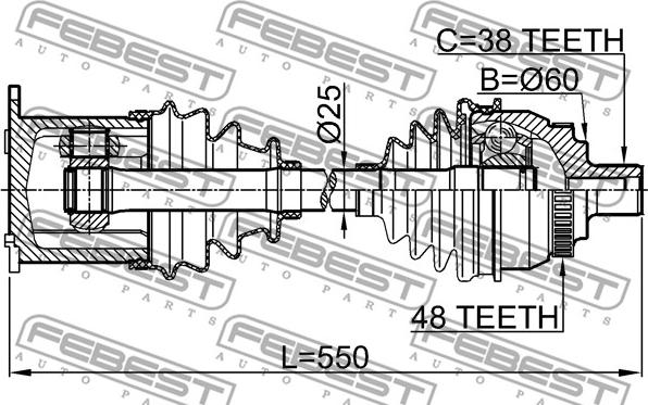 Febest 2114-GAL - Шлиц втулка, диференциал vvparts.bg