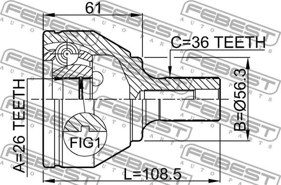 Febest 2110-CB3 - Каре комплект, полуоска vvparts.bg