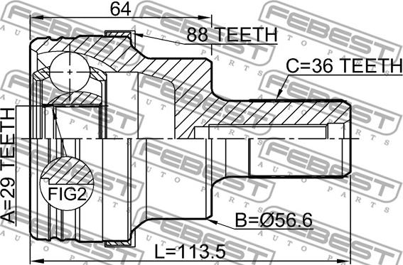 Febest 2110-KUGA88R - Каре комплект, полуоска vvparts.bg