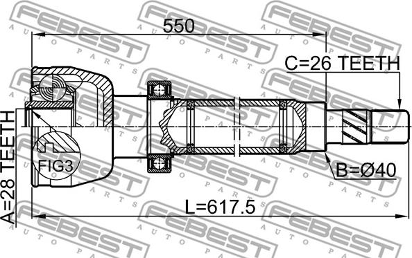 Febest 2111-CA1RH - Каре комплект, полуоска vvparts.bg