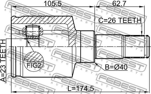 Febest 2111-CB320ATLH - Каре комплект, полуоска vvparts.bg