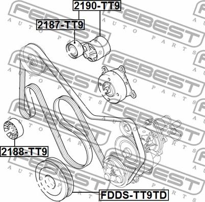 Febest 2190-TT9 - Ремъчен обтегач, пистов ремък vvparts.bg