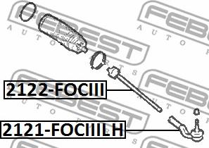 Febest 2122-FOCIII - Аксиален шарнирен накрайник, напречна кормилна щанга vvparts.bg