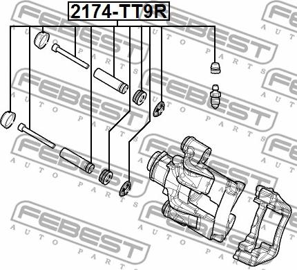 Febest 2174-TT9R - Комплект водещи втулки, спирачен апарат vvparts.bg