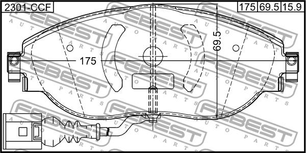 Febest 2301-CCF - Комплект спирачно феродо, дискови спирачки vvparts.bg