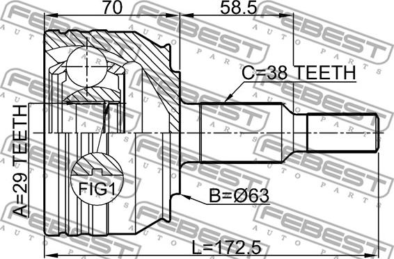 Febest 2310-T5WD - Каре комплект, полуоска vvparts.bg