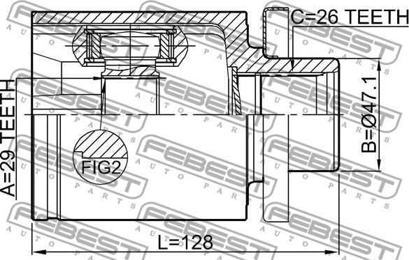 Febest 2311-T5ATLH - Каре комплект, полуоска vvparts.bg