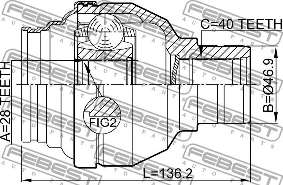 Febest 2311-TMT - Каре комплект, полуоска vvparts.bg