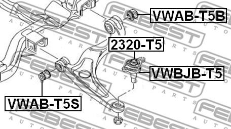Febest VWBJB-T5 - Ремонтен комплект, шарнир на носач / кормилна щанга vvparts.bg