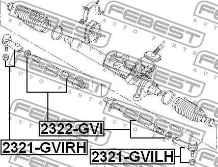 Febest 2322-GVI - Аксиален шарнирен накрайник, напречна кормилна щанга vvparts.bg