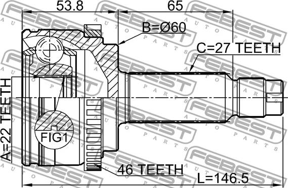 Febest 2210-SOULA46 - Каре комплект, полуоска vvparts.bg